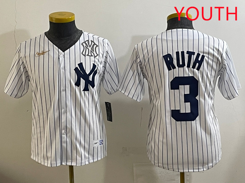 Youth New York Yankees 3 Ruth White 2025 Nike MLB jersey style 28